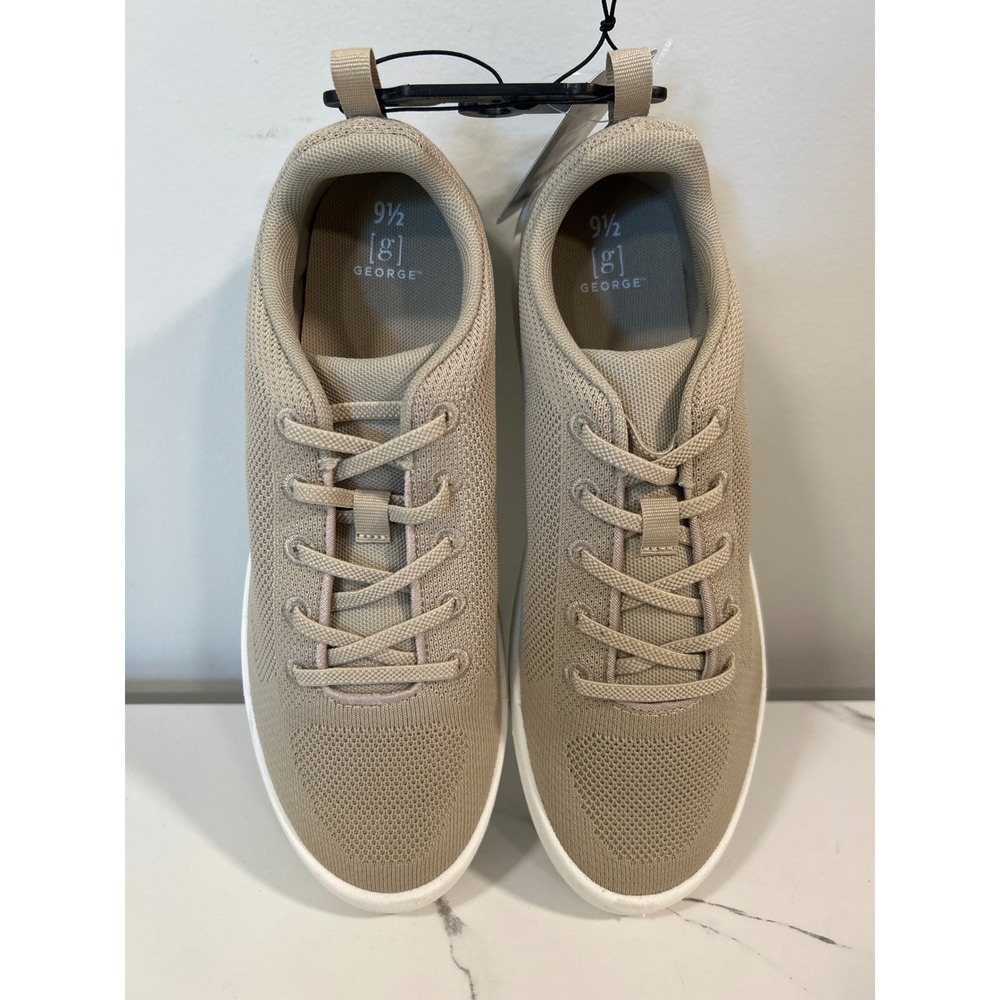 George Mens Knit Easy On Off Sneakers Tan Beige Walking Gorpcore Size 9.5 NEW